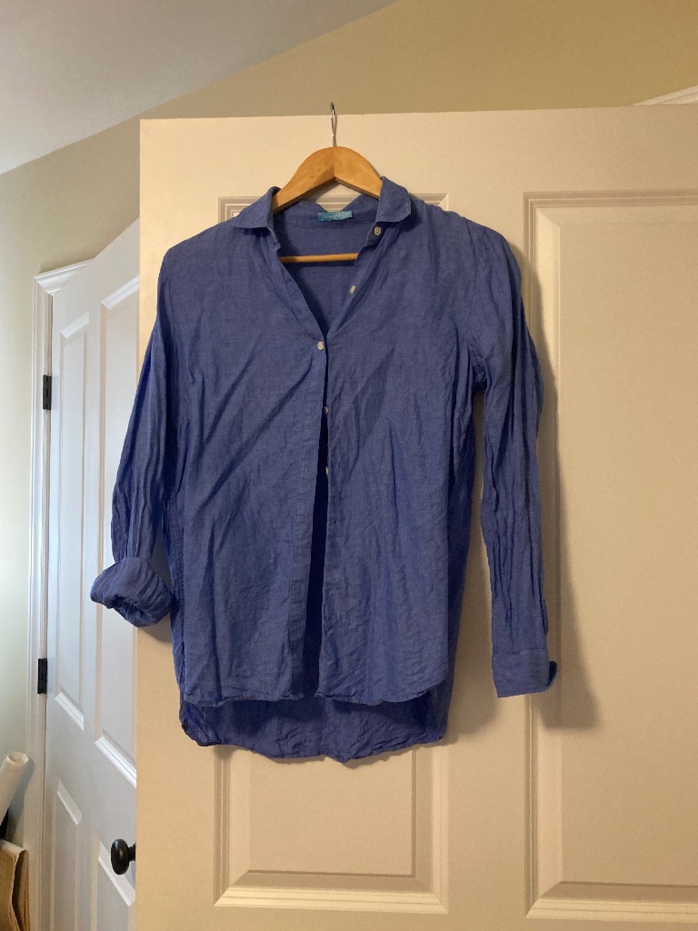 French blue linen shirt